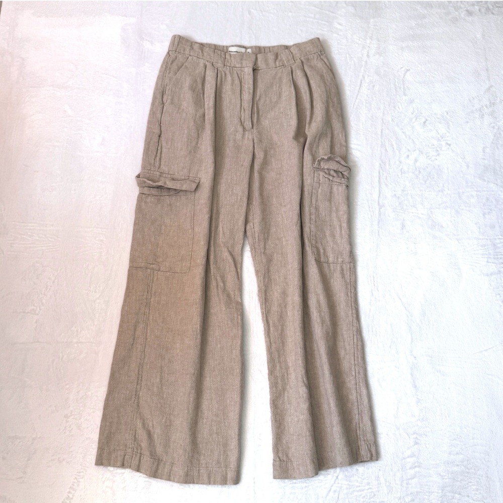 ABERCROMBIE & FITCH Womens‎ Linen Blend Cargo Pocket Wide Leg Pant SZ S